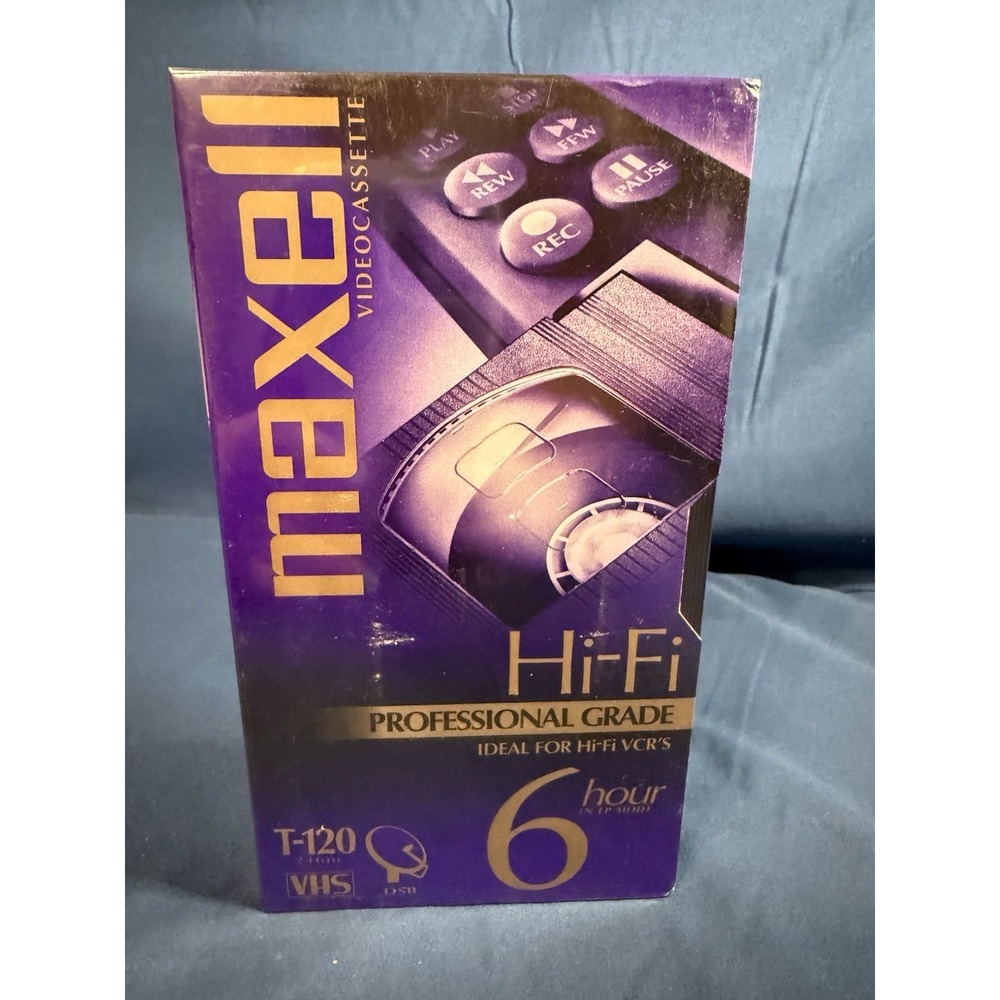 Maxell Video Cassette 6 Hour T-120 HI-FI Professional Grade VHS Blank New